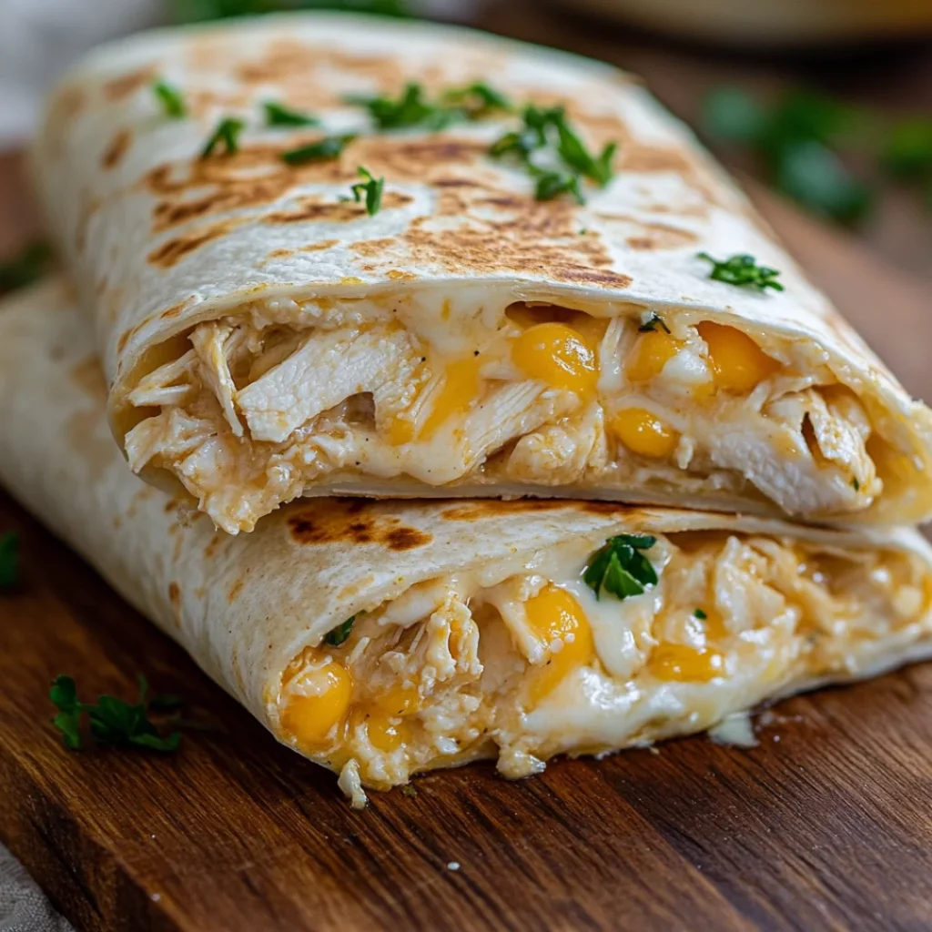 Cheesy Garlic Chicken Wraps