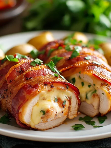 bacon wrapped stuffed chicken breast